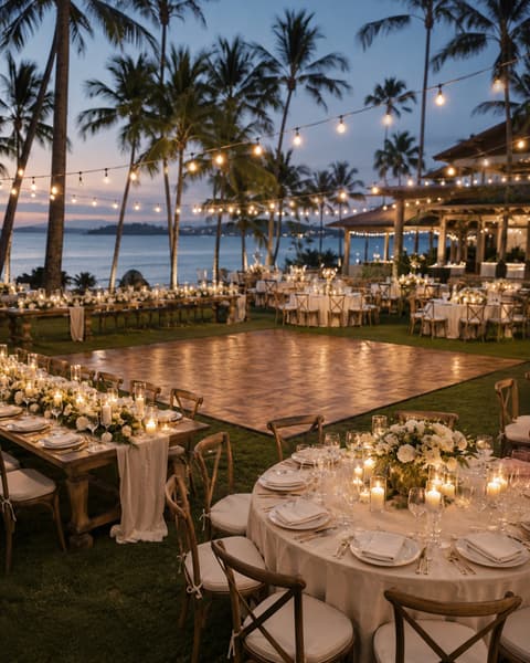 Beachfront Wedding Reception at Sunset