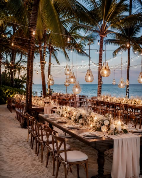 Palm Tree Beach Wedding Reception