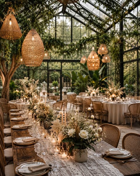 Boho Greenhouse Wedding Reception