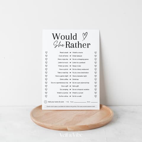 Would She Rather Bridal Shower Game