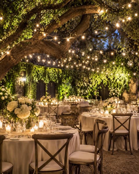 Oak Tree Wedding Reception Lights