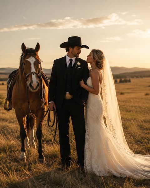 Golden Hour Western Couple Portrait