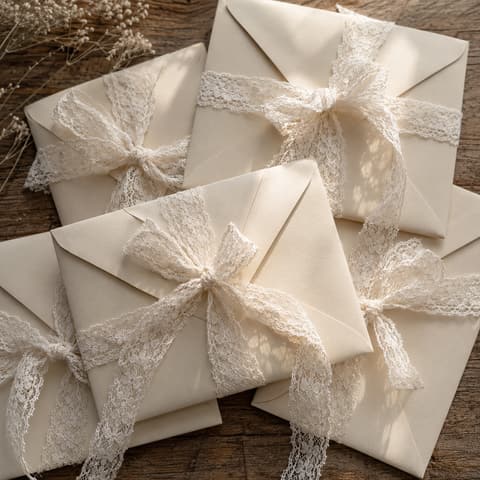 Lace-Tied Envelope Invitations for Romantic Mailers
