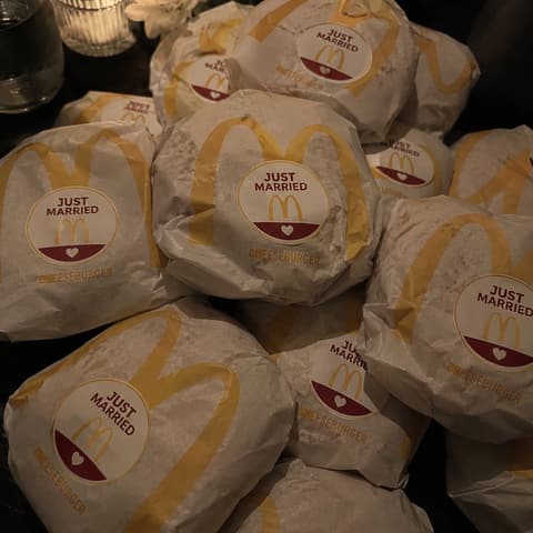 Late-Night Just Married Cheeseburger Drop