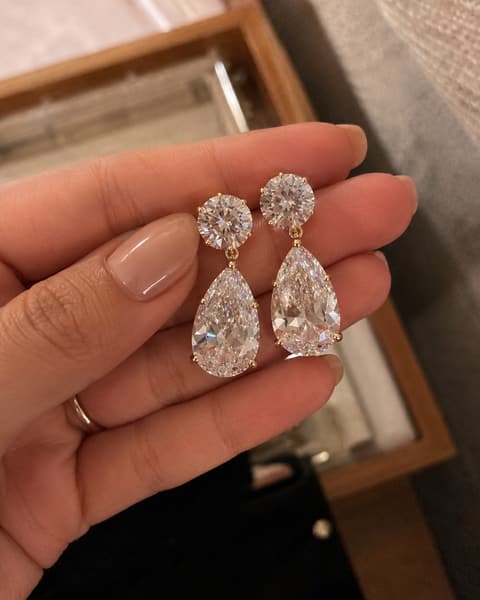 Sparkling Pear-Cut Bridal Drop Earrings