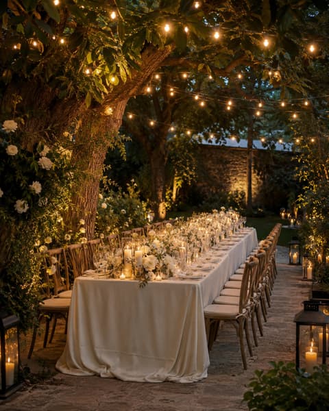 Tree Lined Garden Wedding Reception