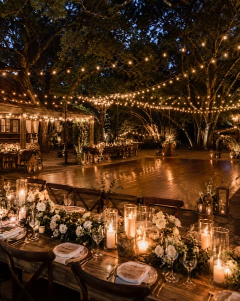 Outdoor Rustic Reception Under Trees