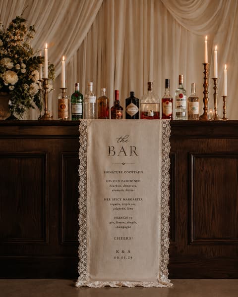 Custom Linen Bar Menu for Signature Cocktails