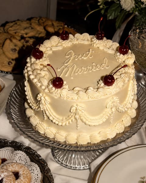 Just Married Cherry Cake