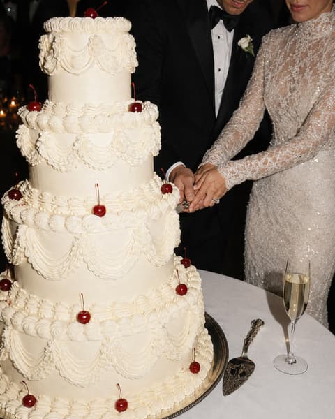 Vintage Tiered Cherry Wedding Cake