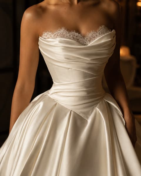Draped Satin Sweetheart Bodice Dress