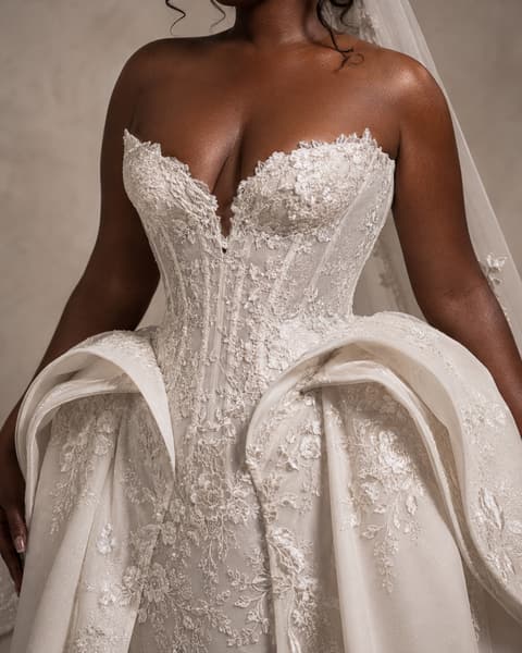 Pearl Beaded Corset Ball Gown Detail
