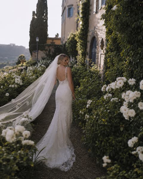 Lace Mermaid Gown Garden Photo