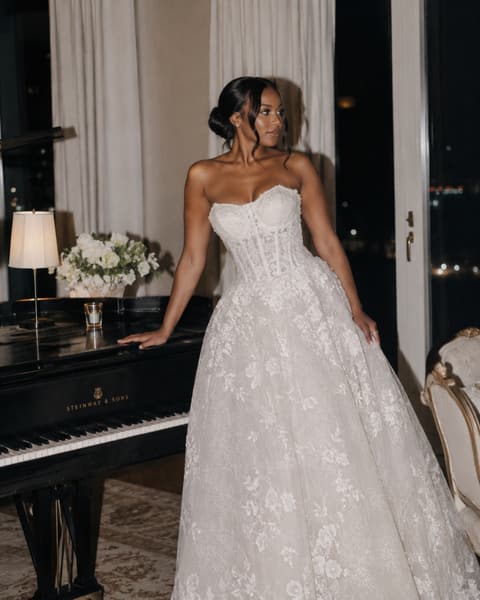 Floral Lace Corset Ball Gown