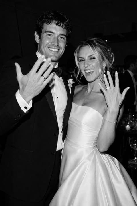 Black and White Just Married Photo