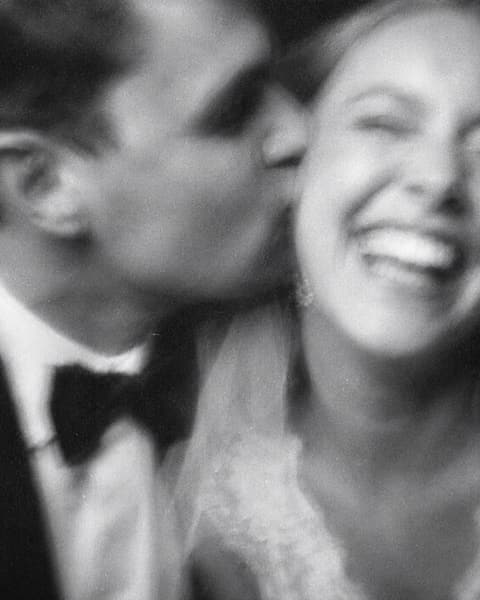 Candid Black and White Laugh Photo