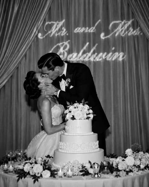 Monogram Cake Cutting Photo Inspo
