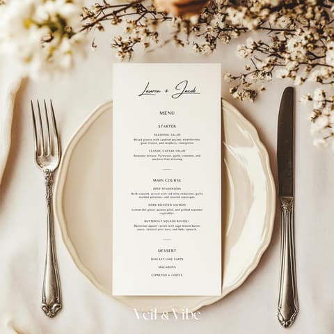 Wedding Menu Card Template